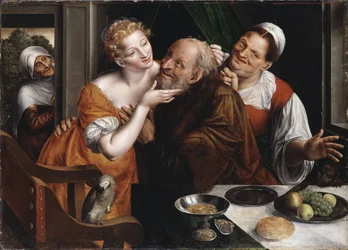 Le couple mal assorti - The Ill-matched Couple, de Massys (Matsys), Jan (1510-1575). Óleo sobre madeira