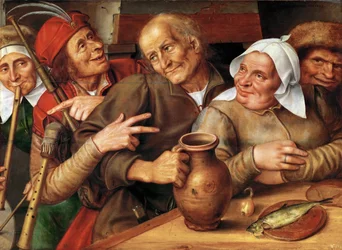 Une joyeuse compagnie - A Merry Company, de Massys (Matsys), Jan (1510-1575). Óleo sobre madeira