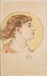 Cartão para a policromia da Igreja de Santa Maria - Cabecinha de anjinho (retrato da filha Helena)