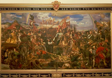 Pintura de Jan Matejko ou Jan Mateyko (1838-1893), representando Jan III Sobieski a libertar Viena e a enviar a mensagem da vitória ao Papa