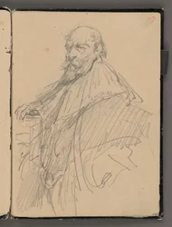 Caderno de esboços de Jan Matejko dos anos 1861-1863. Desenho de um só lado. Frente: esboço de uma figura masculina em traje histórico.