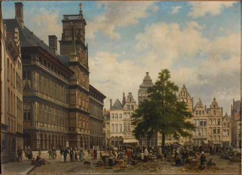 O Grote Markt com a árvore da liberdade, 1875.