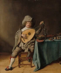 Autorretrato de um tocador de alaúde, c.1637-1638 (óleo sobre painel)