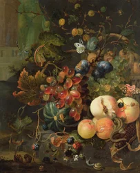 Ainda vida de frutas e insetos