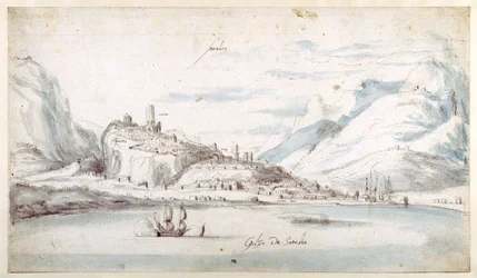 O Golfo de Satalia (caneta e tinta com lavagem em papel)