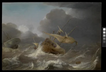 Navios holandeses num vendaval, c.1620 (óleo sobre painel)