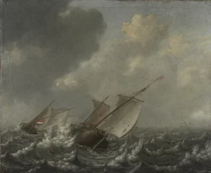 Embarcações em um mar agitado, de 1620