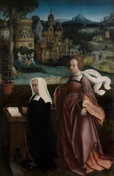Detalhe do Doador com São Nicolau e Mulher do Doador com São Godeliva, c.1515-21 (óleo sobre painel)