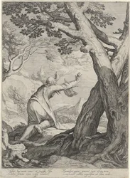 Elias deixa o mundo numa carruagem de fogo e deixa o seu manto para Elisha
Quatro cenas da vida dos profetas Aquias e Elias (título da série)