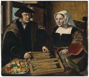 Retrato de um casal a jogar trictrac
