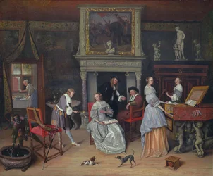 Interior de fantasia com Jan Steen e a família de Gerrit Schouten