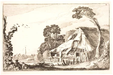 Paisagem com um celeiro em ruínas
