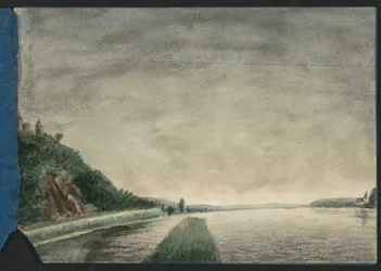 Paisagem de montanha por um lago