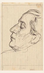 Retrato de homem de olhos fechados, perfil voltado para a esquerda