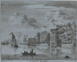 Vista da propriedade Sparenhout em Haarlem
De Hofstede Sparenhout (título sobre o objecto)
Paisagens dos arredores de Haarlem (título da série)
Gesigten buijten Haarlem, Feito por Gesigten buijten Haarlem. J.V.V. (título da série sobre o objecto)