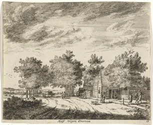 Paisagem a meio do caminho Overveen
Estradas a meio caminho Overveen (título sobre o objecto)
Paisagens da zona de Haarlem (título da série)
Gesigten buijten Haarlem, Feito por Gesigten buijten Haarlem. J.V.V. (título da série sobre o objecto)
