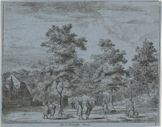 Figuras caminhantes sobre uma avenida de árvores
Perto de 