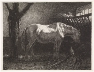 Cavalo no estábulo