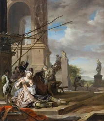 Um pátio italiano, c.1660-65 (óleo sobre tela)