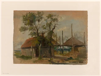 Casa de campo com dois palheiros