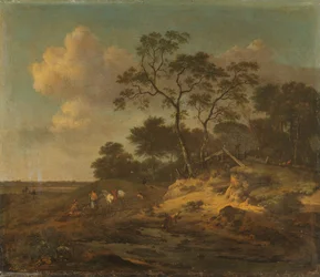 Paisagem das Dunas com Caçadores em Descanso