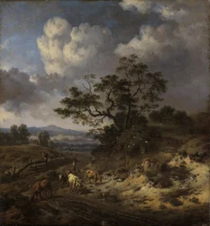 Paisagem montanhosa com vacas