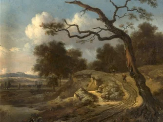 Paisagem com camponeses e uma estrada