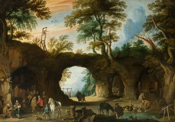 Jan Wildens - Local de peregrinação numa paisagem rochosa