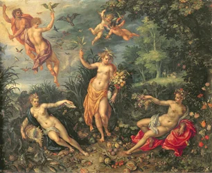Abundância e os quatro elementos, c.1606 (óleo sobre cobre)