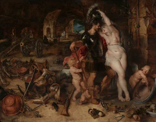 O retorno da guerra: Marte desarmado por Vênus, c.1610-2