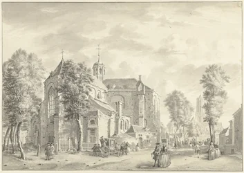 Pieterskerk em Utrecht com o Dom no fundo