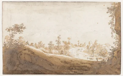 Paisagem montanhosa com carrinhos fora de Bruxelas