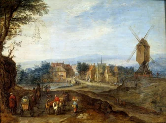 Paisagem no moinho de vento Pintura de Jan Breugel Le Vieux chama Bruegel de Velours (Brueghel ou Breughel