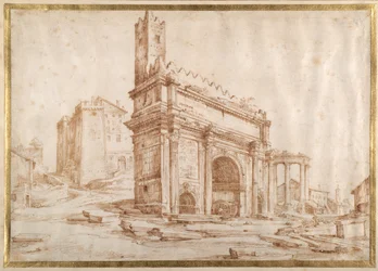 O Arco de Septimus Severus, Roma (caneta e tinta sobre papel)