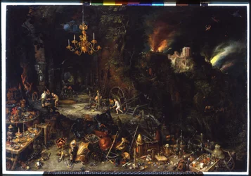 O incêndio de Brueghel Jan I (1568-1625) 1621 (óleo sobre tela)
