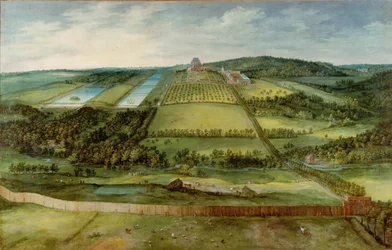 Vista do Castelo de Mariemont, Bélgica (óleo sobre tela)