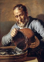 Água e Velhice: Peixaria com balde e banheira de peixe, 1623-5