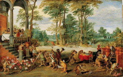 Uma sátira de Tulip Mania, c. 1640 (óleo sobre madeira)