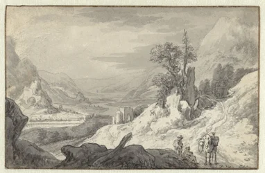 Paisagem de montanha com um vale de rio