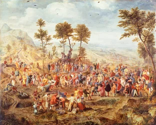 Cristo a entrar em Jerusalém por Jan van Amstel (cerca de 1500-1542), meios mistos sobre madeira, cerca de 1540