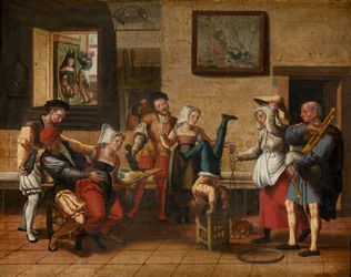 Cena de pub (óleo sobre madeira)