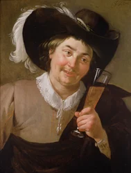 Retrato, de, um, homem, segurando, um, copo vinho
