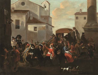 Um carnaval numa praça romana (óleo sobre tela)