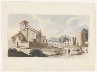 paisagem italiana com o homem sobre uma mula
