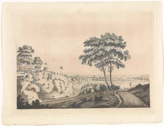 Paisagem com um castelo em uma colina