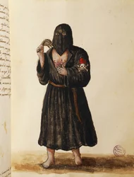 Confraria dos Penitentes, acompanhando a procissão fúnebre de importantes cidadãos à Basílica de São Marcos em Veneza, Volume II, f 89, de Giovanni di Grevembroch ou Grevenbroch (1731-1807)
