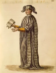 Toga de doutor, de Jan van Grevenbroeck ou Giovanni Grevembroch (1731-1807), Gli Abiti de Veneziani, de livro ilustrado de fantasias, aguarela