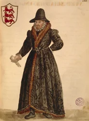 Embaixador inglês, por Jan van Grevenbroeck ou Giovanni Grevembroch (1731-1807), Gli Abiti de Veneziani, de livro ilustrado de fantasias, aguarela