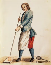Glassblower of Murano glass, ilustração do livro Ilustrado de trajes venezianos, de Jan Grevenbroeck (1731-1807), aguarela, Itália