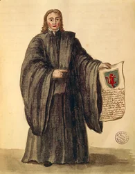 Grande Chanceler da cidade de Chioggia, por Jan van Grevenbroeck ou Giovanni Grevembroch (1731-1807), Gli Abiti de Veneziani, do livro ilustrado de fantasias, aguarela